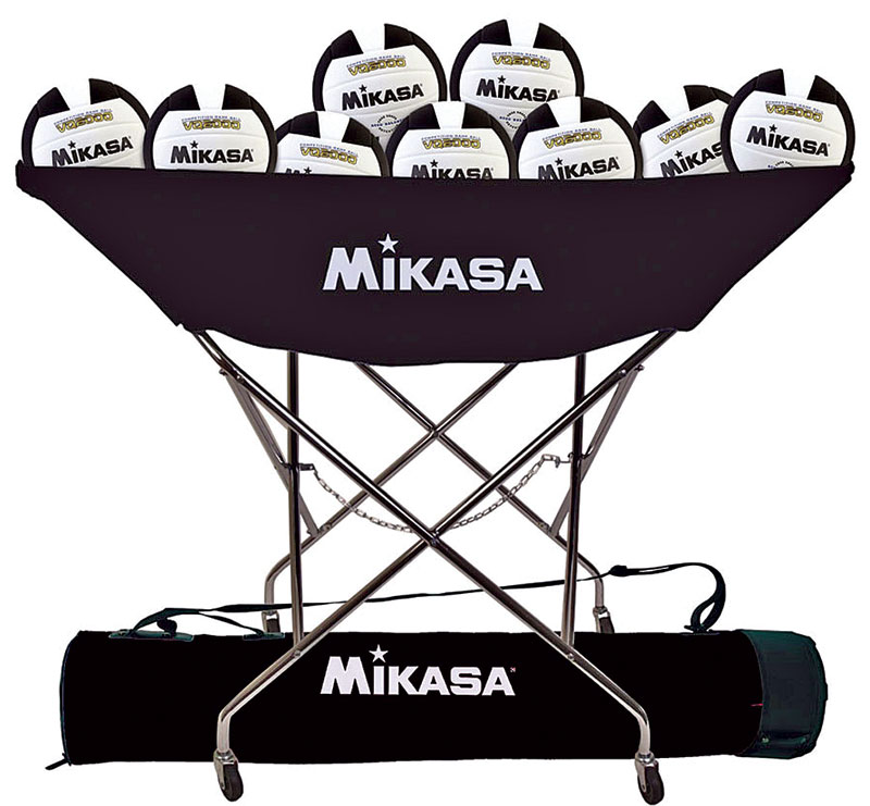 Mikasa Black Team Pack w/ cart and 10 VQ2000 Volleyballs