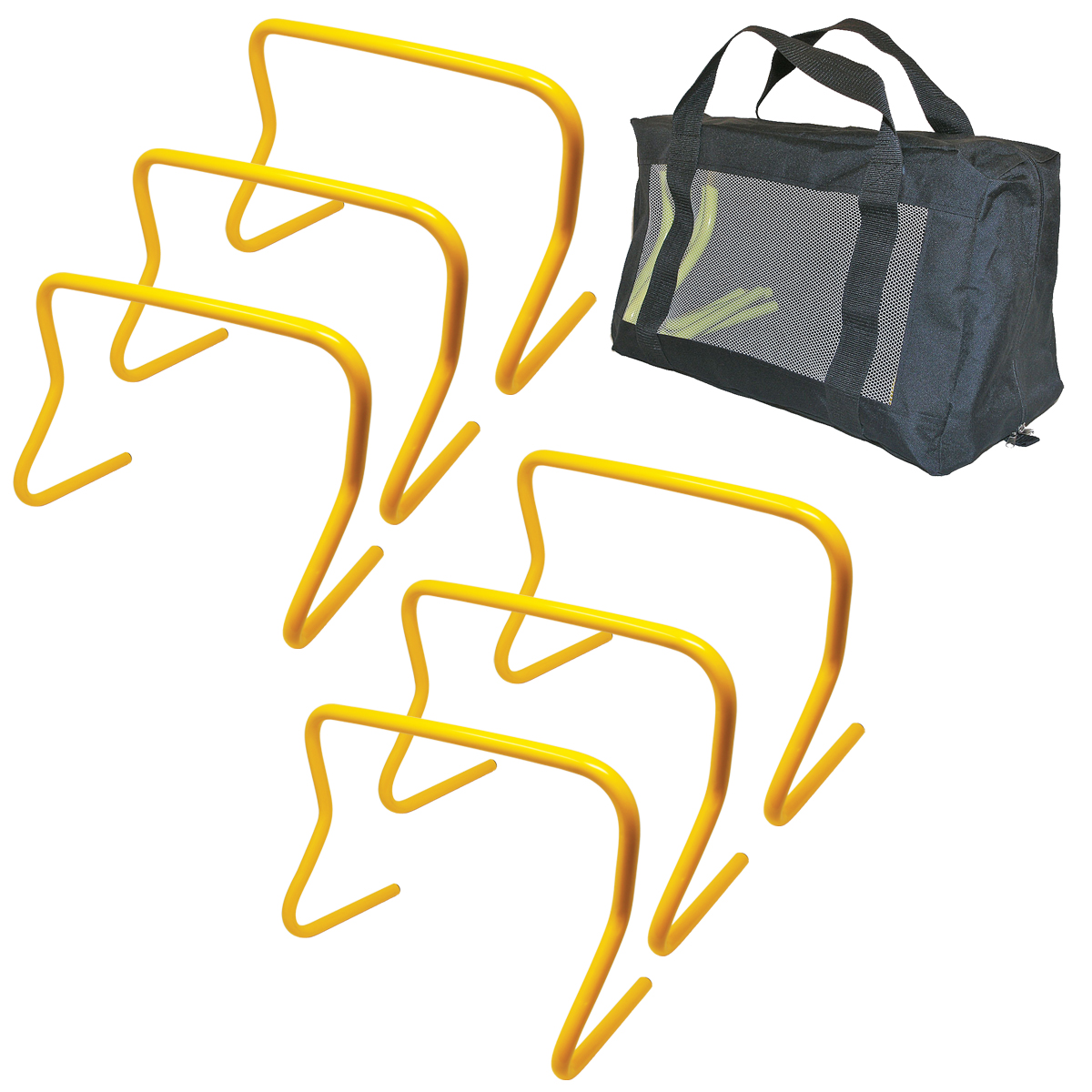12" Yellow Speed Hurdles Set of 6 w/ bag