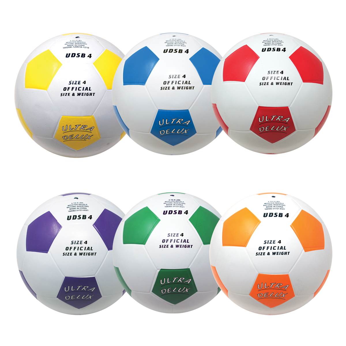 Ultra Delux Rubber Size 4 Soccer Balls Set of 6