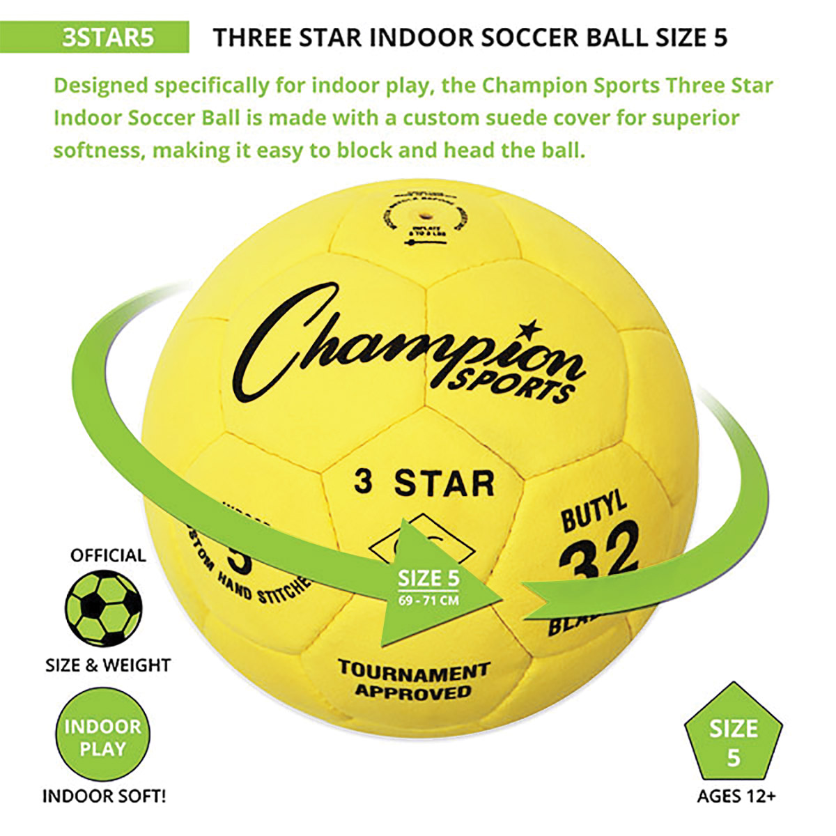 Champion 3STAR5 Indoor Soccer Ball - Thumbnail 4