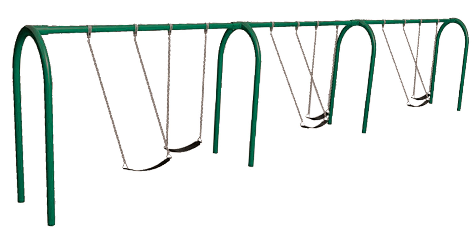 8'H Arch Post 3-Bay Green Swing Sets