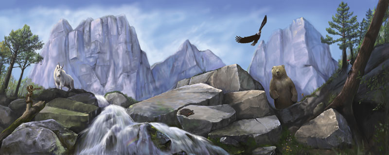 20' Mountain Scene Mural for Climbing Wall