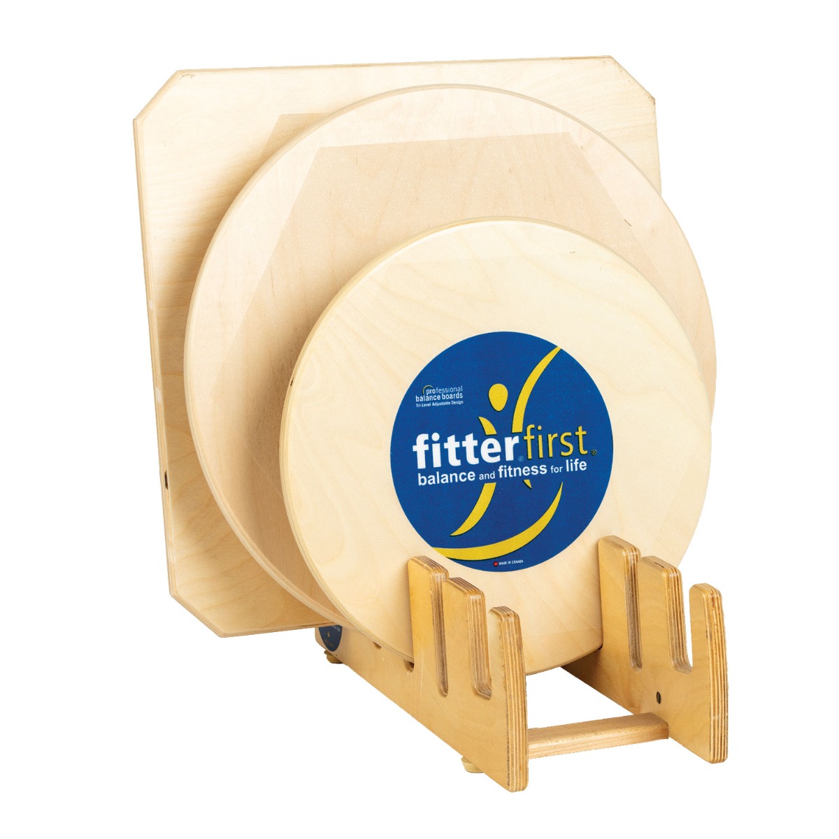 Set of 3 Wobble Boards includes storage rack